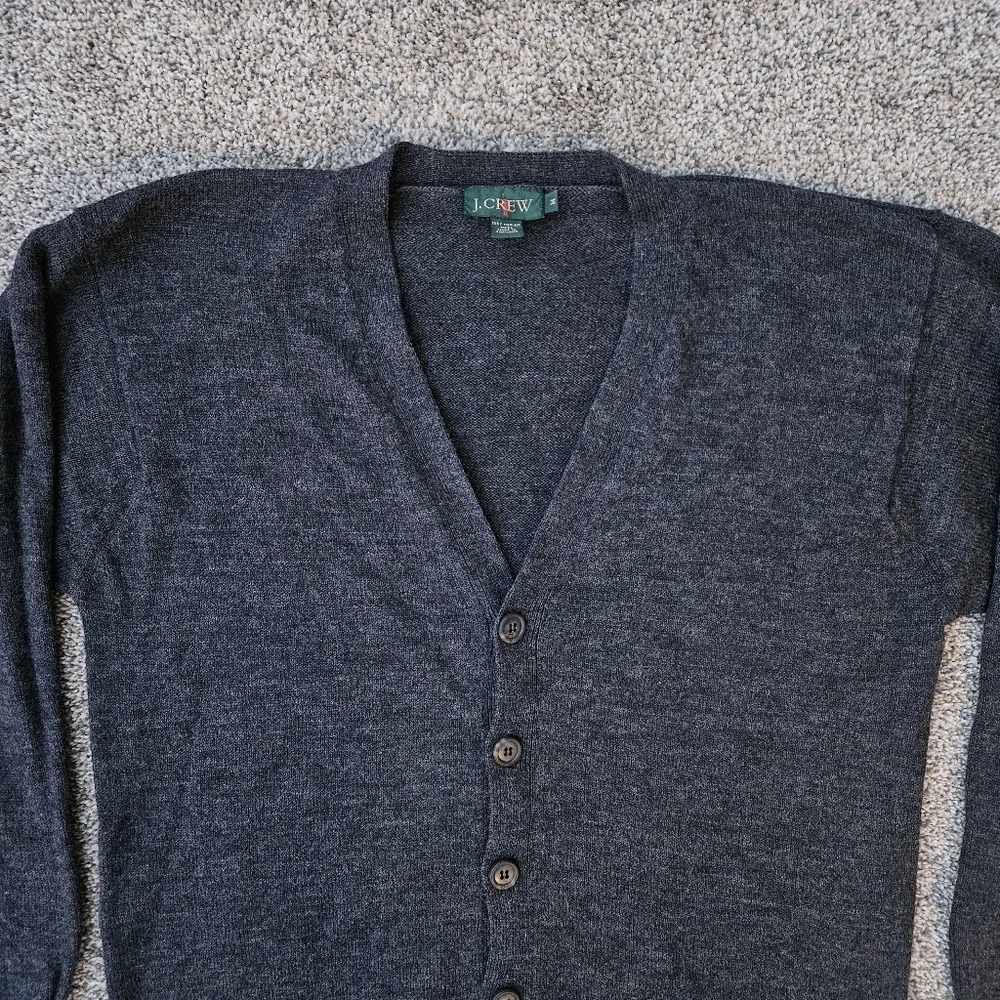 Vintage J. Crew Oarsman 100% Merino Wool Cardigan Gray Sweater Men's Size Medium